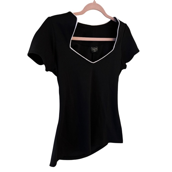 Rock Steady 50's Rockabella Top White Trim diamond neck Size Medium Retro USA - Picture 3 of 7